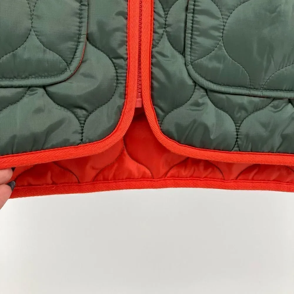Free Assembly Girl’s Duck Green Lightweight Quilted Full Zip Jacket Medium 7/8
